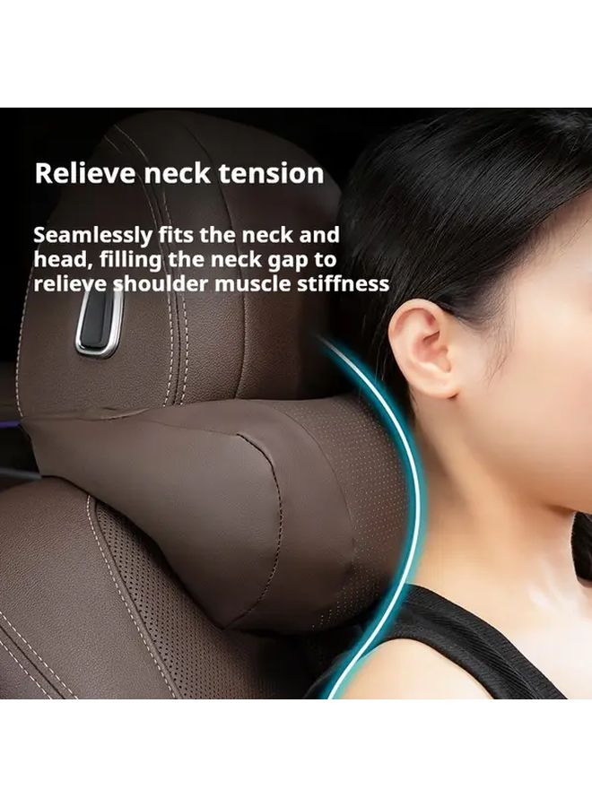 Brown Car Headrest Pillow Ultra Soft Neck Support For Long Drives And Daily Commute - Image 2